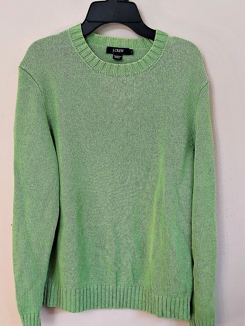 J.Crew Cotton Crew Neck Sweater in Green Size Medium